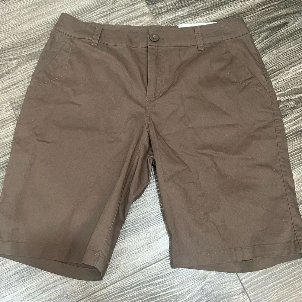 NWT Christopher & Banks Modern Fit Fuschia Brown Bermuda Shorts Size 4